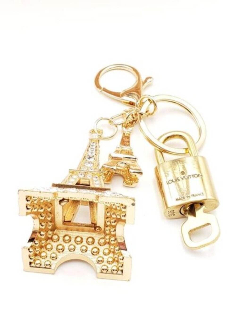 Authentic Louis Vuitton Padlock Gold 🔒 Key Set + Unbranded Keychain Charm - Picture 7 of 8
